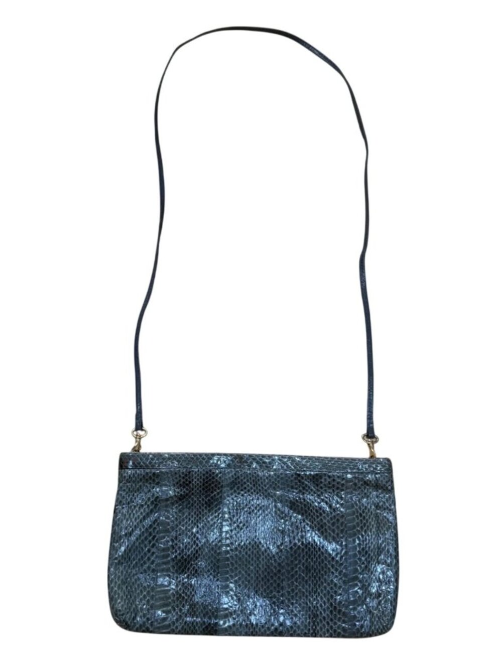 Marshall Fields Women's Crossbody Bag Gray Python-Embossed Leather Vintage